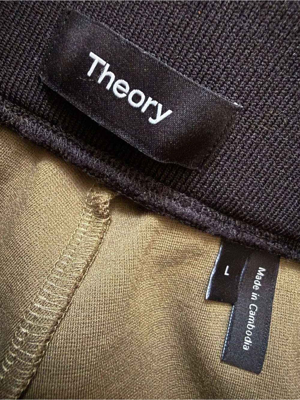 THEORY Men's Demir Plinth Drawstring Jogger Pant in Dark Olive Size Large